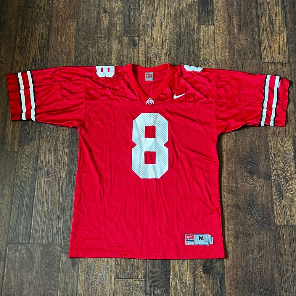 Ohio State #8 NCAA Football Jersey Red White Nike | Men’s Size Medium